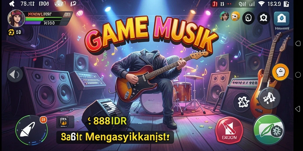 Screenshot utama 888IDR menampilkan gameplay musik yang interaktif.