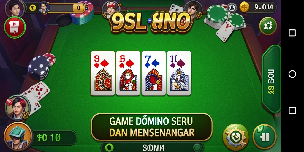Screenshot gameplay 9SL menampilkan suasana permainan domino yang mendebarkan.