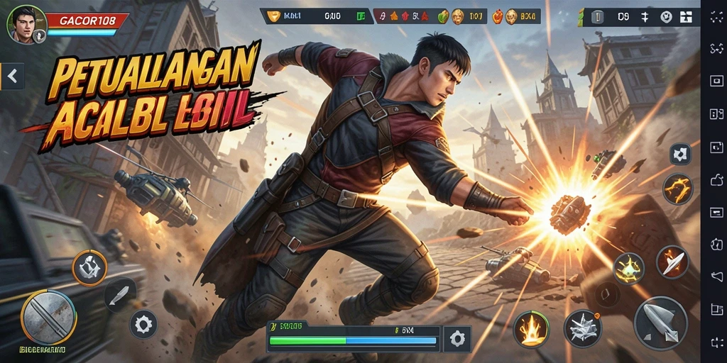 Tangkapan layar GACOR108 menampilkan pertarungan epic dalam sebuah arena yang mendebarkan.