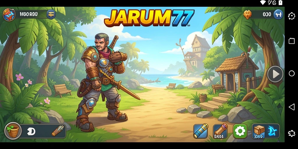 Tampilan gameplay JARUM77 yang ceria dan menawan.