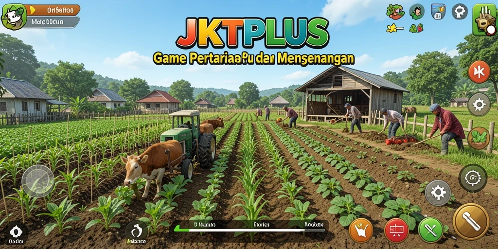 Tampilan gameplay JKTPLUS yang seru dengan aktivitas pertanian.