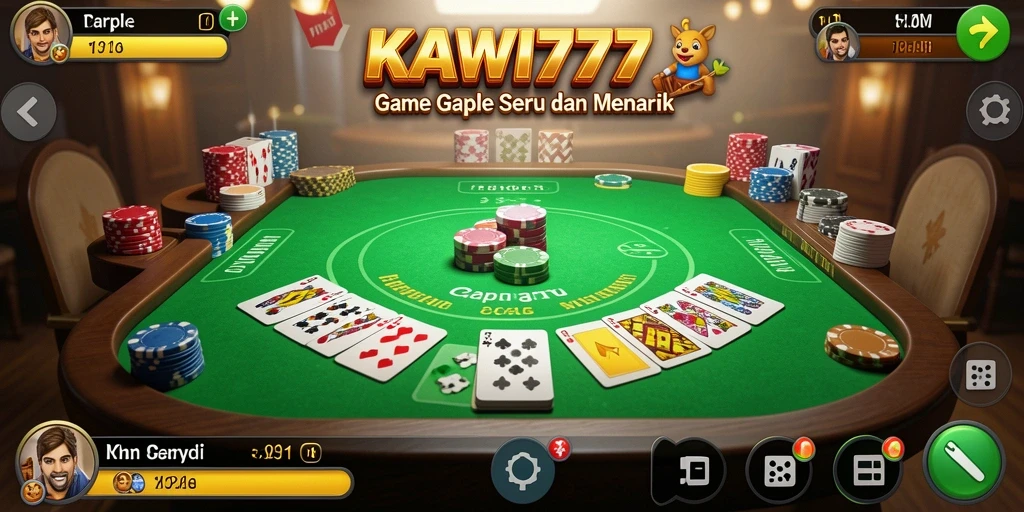 Tampilan gameplay Gaple yang seru dalam KAWI777.