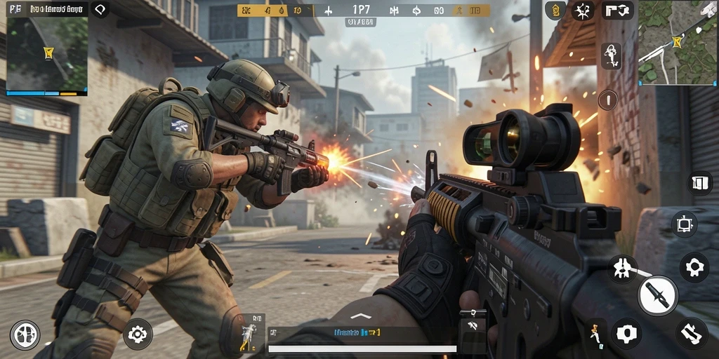 Tampilan menakjubkan dari gameplay PP7 yang penuh aksi FPS.