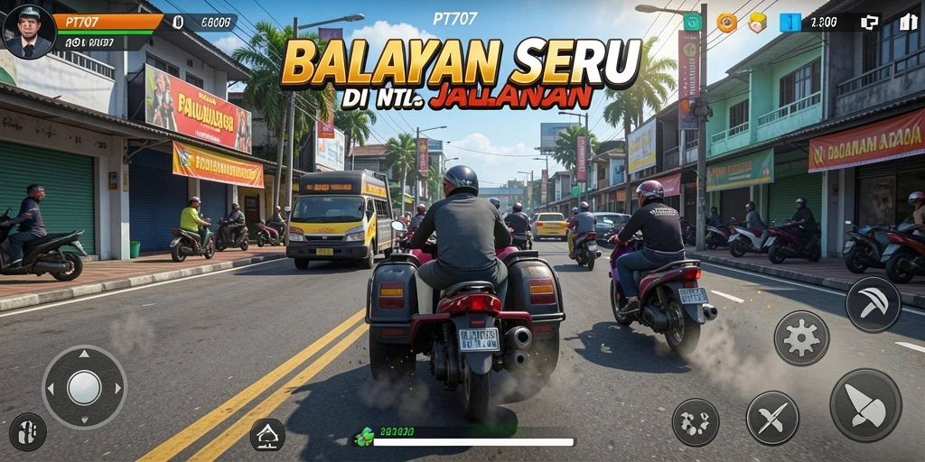 Tangkapan layar PT707 menunjukkan balapan mendebarkan di trek yang penuh rintangan.