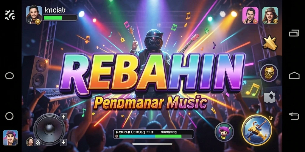 Tampilan gameplay REBAHIN yang seru dengan interaksi musik.