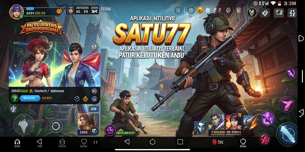 Tampilan utama SATU77 dengan berbagai fitur utilitas.