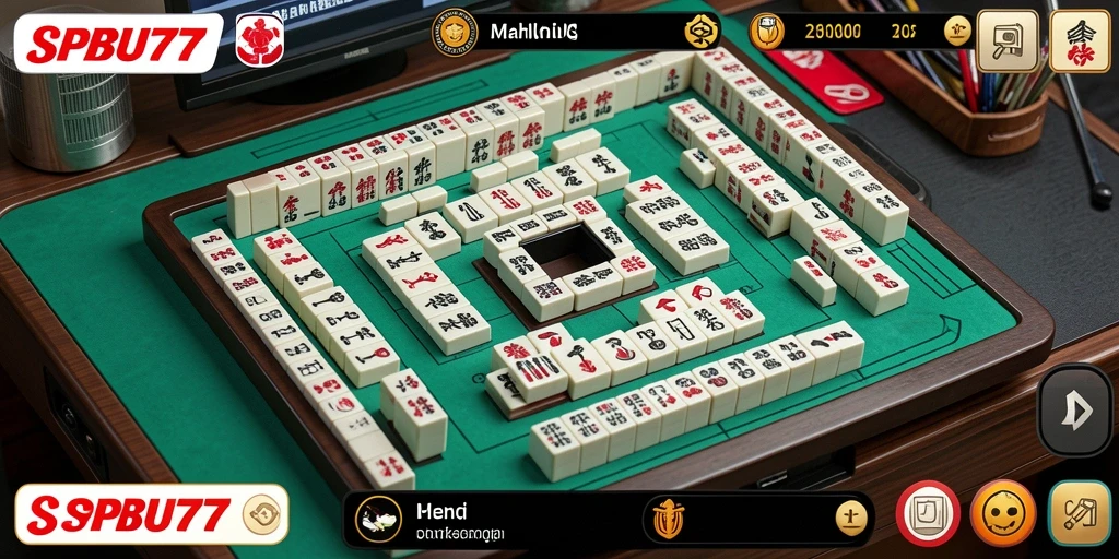 Screenshot gameplay SPBU77 dengan tampilan Mahjong yang menarik.