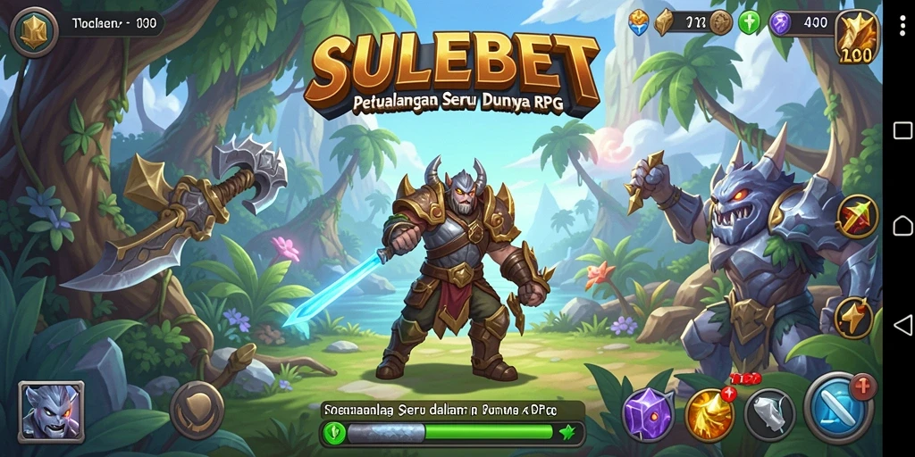Screenshot utama SULEBET memperlihatkan aksi pertarungan yang seru dalam game RPG.